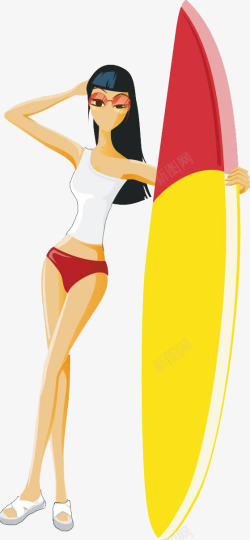 海边度假金发美女美女冲浪高清图片