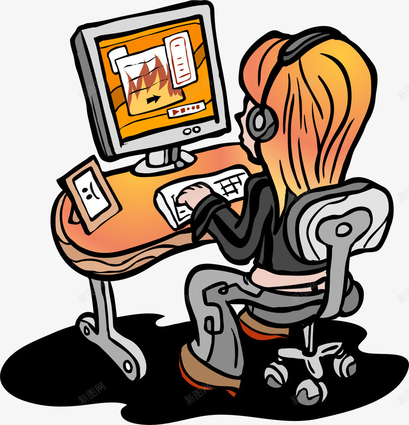 手绘电脑游戏矢量图ai免抠素材_88icon https://88icon.com 娱乐 手绘 电脑游戏 矢量图