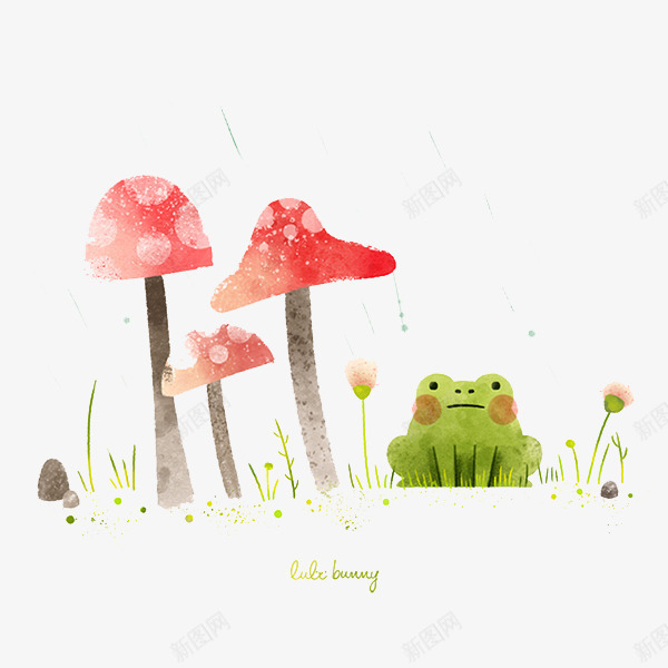 手绘水彩蘑菇青蛙png免抠素材_88icon https://88icon.com 创意插画设计 卡通贺卡封面 可爱青蛙 小青蛙 手绘插画 牛蛙 田园水粉画 石头 粉色蘑菇 蘑菇 躲雨的青蛙 长蘑菇 青蛙