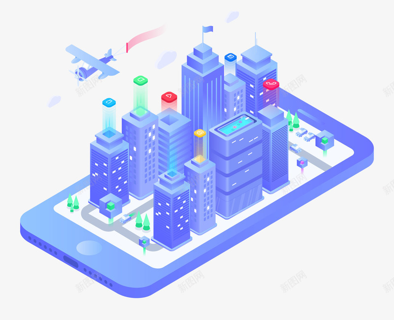 卡通手机上的建筑png免抠素材_88icon https://88icon.com 免抠图 建筑 房子 手机 抠图 插画 装饰画