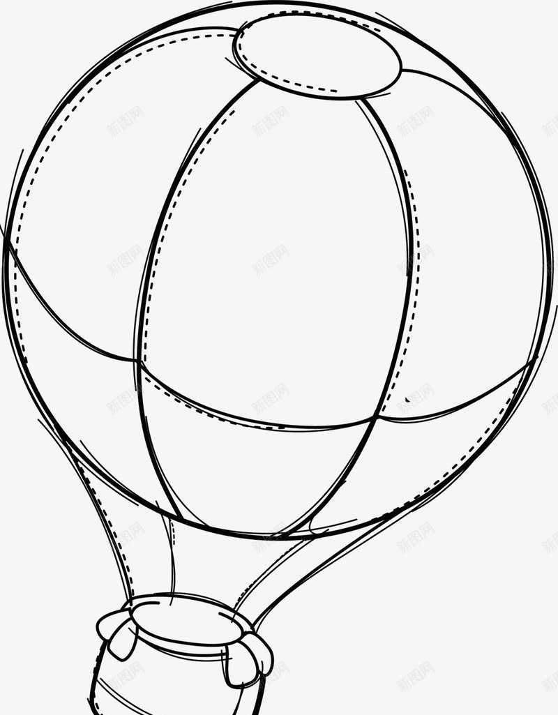 手绘线条热气球png免抠素材_88icon https://88icon.com 热气球 空气球 线条