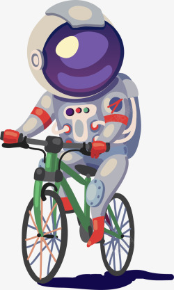 卡通创意骑自行车宇航员人物插画素材