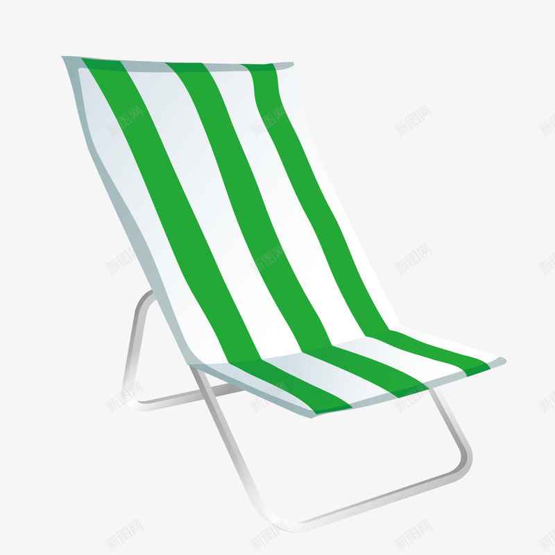 绿色条纹躺椅度假椅png免抠素材_88icon https://88icon.com 度假椅 条纹 绿色 躺椅