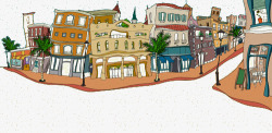 手绘商业街手绘城市商业街高清图片
