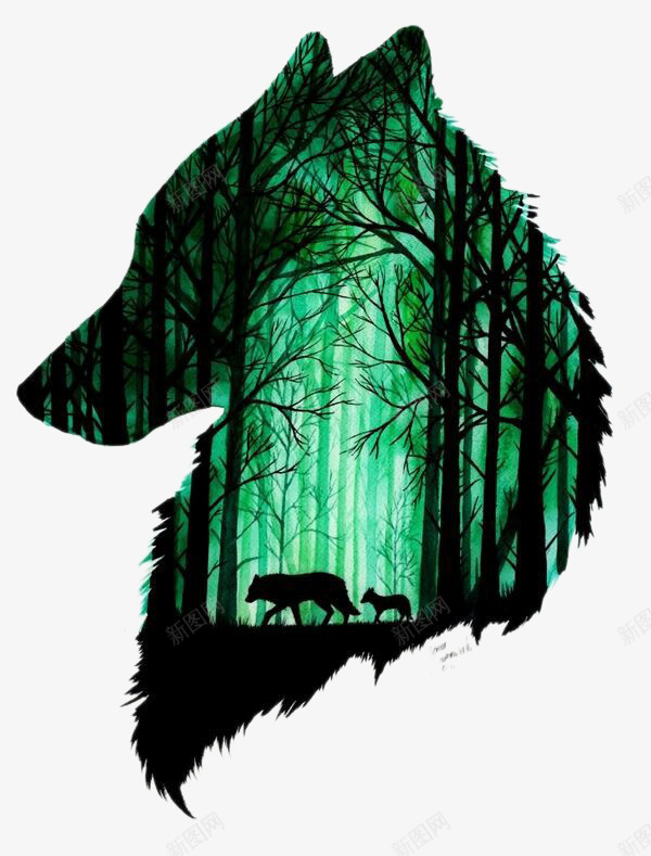 森林里的大小两只狼png免抠素材_88icon https://88icon.com 两只 森林 海报 狼