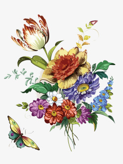鼠绘芒果时尚复古手绘花卉图案高清图片