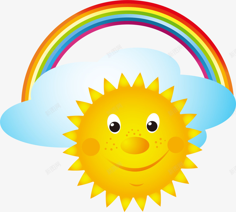 手绘彩虹太阳云朵元素矢量图ai免抠素材_88icon https://88icon.com 云朵 元素 太阳 彩虹 手绘 矢量图