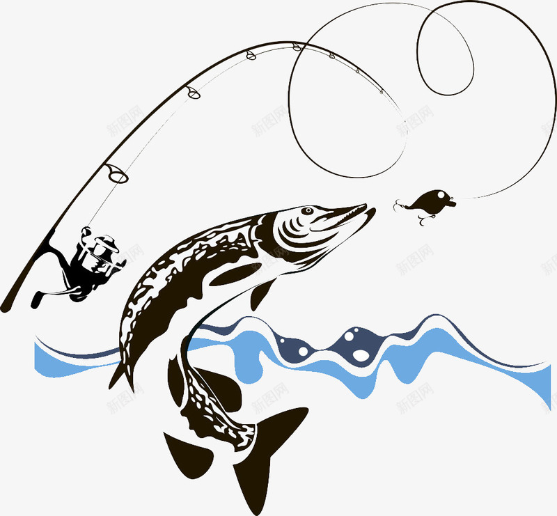 钓鱼插画psd免抠素材_88icon https://88icon.com 钓鱼插画素材钓鱼插画模板下载钓鱼插画渔具鱼钩鱼杆卡通鱼