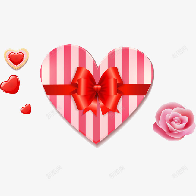 红色条纹爱心礼物盒png免抠素材_88icon https://88icon.com 情人节 海报设计 爱心 礼物盒 粉色玫瑰 红色条纹 贺卡设计