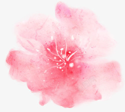 创意卡通粉红色的花朵水彩素材