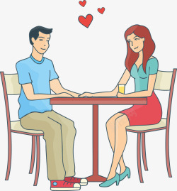情人节餐桌情侣吃饭矢量图高清图片