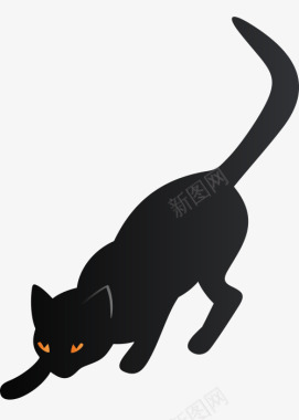 卡通黑小猫图标图标