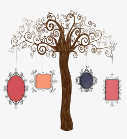 创意彩色家族树卡通素材