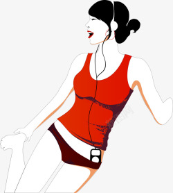 手绘听音乐素材