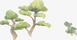 手绘森林松树造型卡通素材