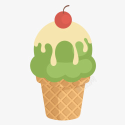 抹茶冰淇淋创意樱桃抹茶冰淇淋透矢量图高清图片