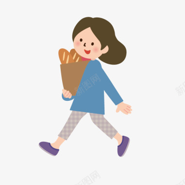 小女孩拖地抱着东西走路的小女孩图标图标