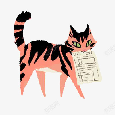 卡通猫咪png免抠素材_88icon https://88icon.com 宠物猫 小猫咪 报纸 红色猫咪 花纹猫咪