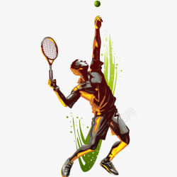挥球拍网球运动员发球插画矢量图高清图片