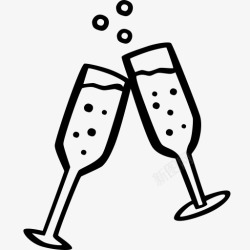 庆典香槟玻璃杯新的一年方新的一素材