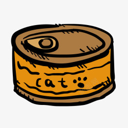 手绘黄色小猫罐头矢量图素材