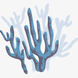 海底世界插画设计水彩蓝色珊瑚插画矢量图高清图片