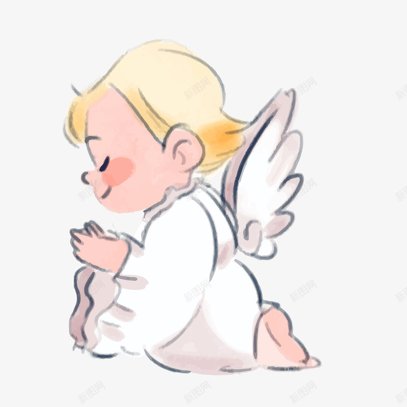 祈祷的天使png免抠素材_88icon https://88icon.com 卡通天使 微笑的天使 矢量天使素材 祈祷的天使