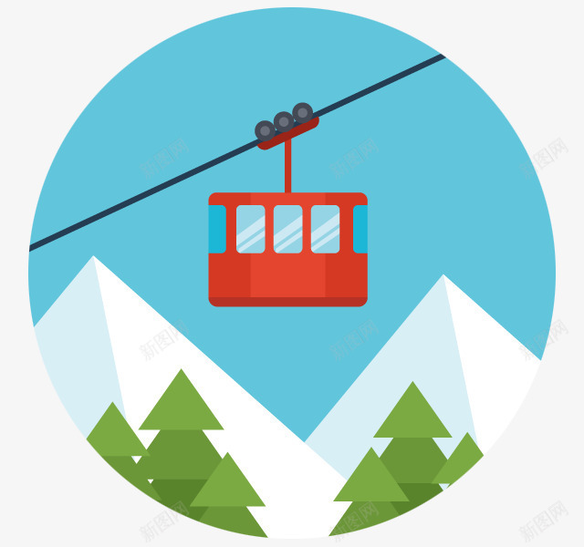 雪山滑雪场缆车png免抠素材_88icon https://88icon.com 娱乐 滑雪 滑雪场 电缆车 缆车 雪山