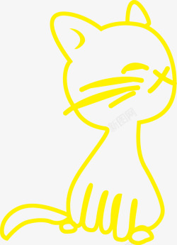 黄色简笔画小猫q版素材