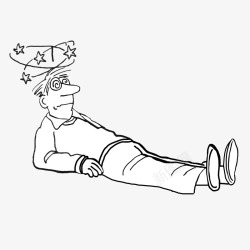 坐地上的男人卡通躺在地上的眩晕的男人图标高清图片