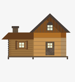 手绘卡通棕色房子别墅素材
