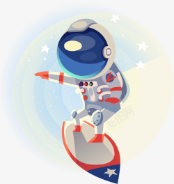 卡通滑板卡通创意玩滑板宇航员人物插画高清图片