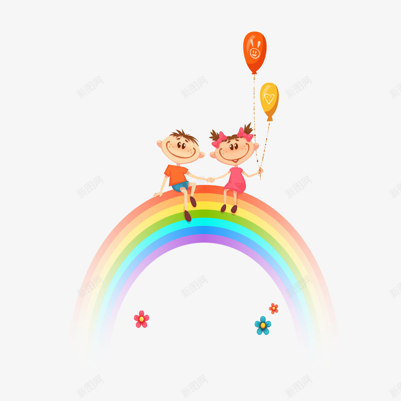 坐在彩虹上的儿童png免抠素材_88icon https://88icon.com 六一儿童节 卡通人物 卡通儿童 彩色彩虹 背景装饰