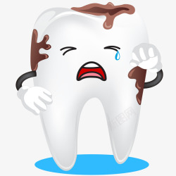 一颗牙齿哭泣的牙齿卡通插画矢量图高清图片