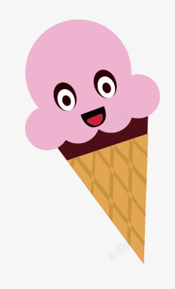 卡通笑脸冰淇淋素材