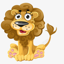 卡通可爱的动物小狮子矢量图素材