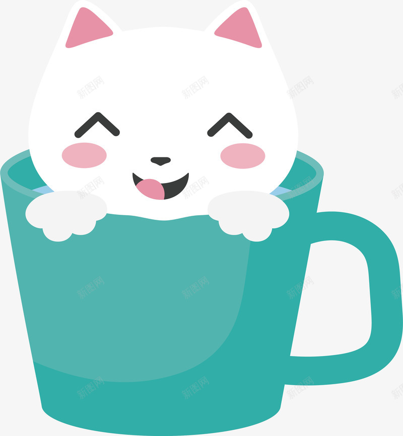 杯子里的小猫咪矢量图eps免抠素材_88icon https://88icon.com 可爱猫咪 杯子猫咪 猫咪 白色猫咪 矢量png 绿色杯子 矢量图