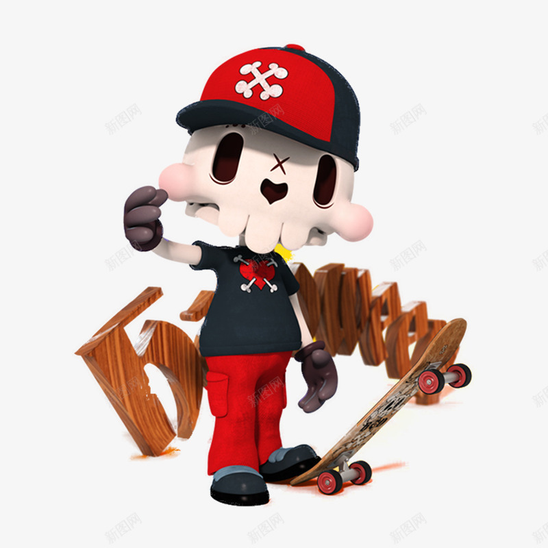 卡通立体玩滑板的男孩png免抠素材_88icon https://88icon.com 3D 三维 儿童 卡通 帽子 滑板 男孩 立体