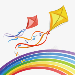 风筝和彩虹矢量图素材
