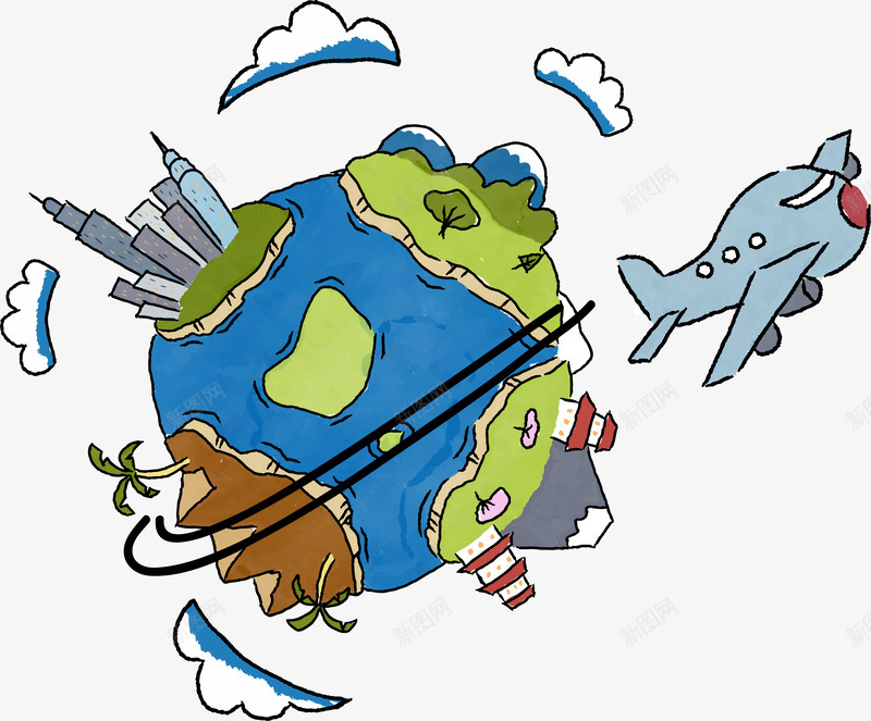 卡通手绘环球旅行png免抠素材_88icon https://88icon.com 卡通手绘 地球 度假 旅游 旅行 矢量图案