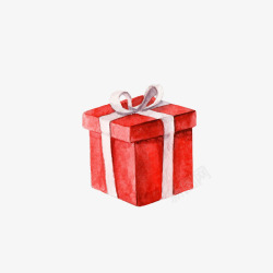 红色庆祝背景水彩手绘生日礼物礼盒高清图片
