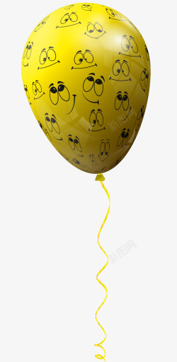 黄色卡通笑脸气球素材