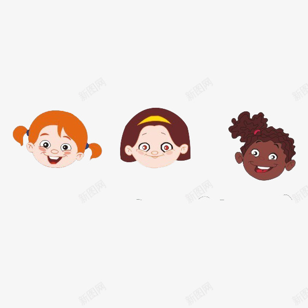 微笑的三个小女孩png免抠素材_88icon https://88icon.com 卡通 可爱 女孩 小孩 小孩笑脸 开心 微笑 手绘 高兴