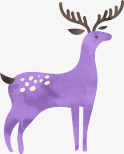 手绘紫色麋鹿素材