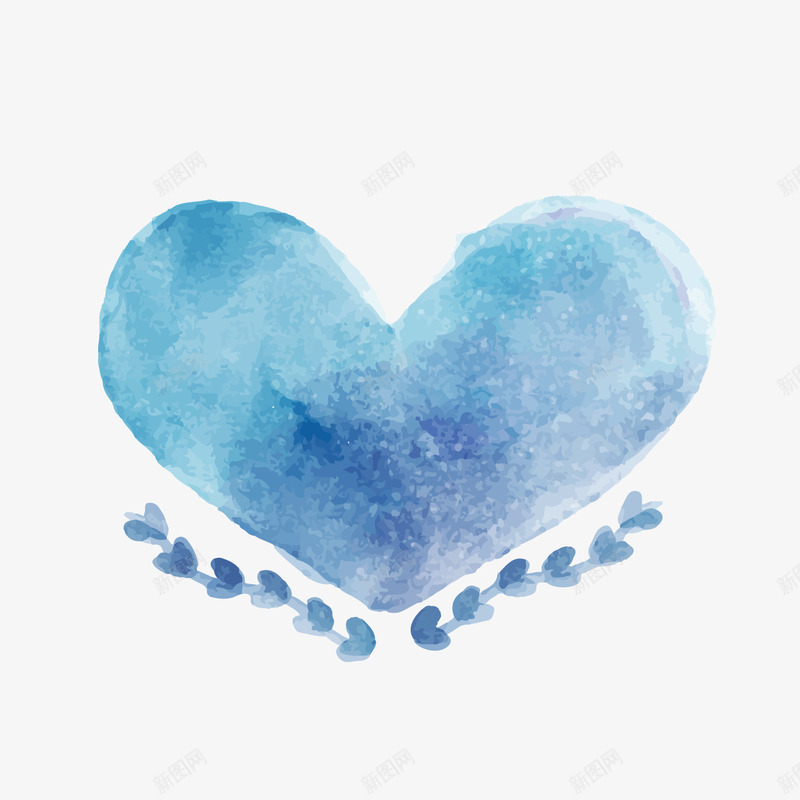 蓝色水彩爱心png免抠素材_88icon https://88icon.com 情人节装饰 水彩绘 爱心 背景装饰 蓝紫爱心 蓝色心形