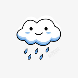卡通笑脸白色雨云素材