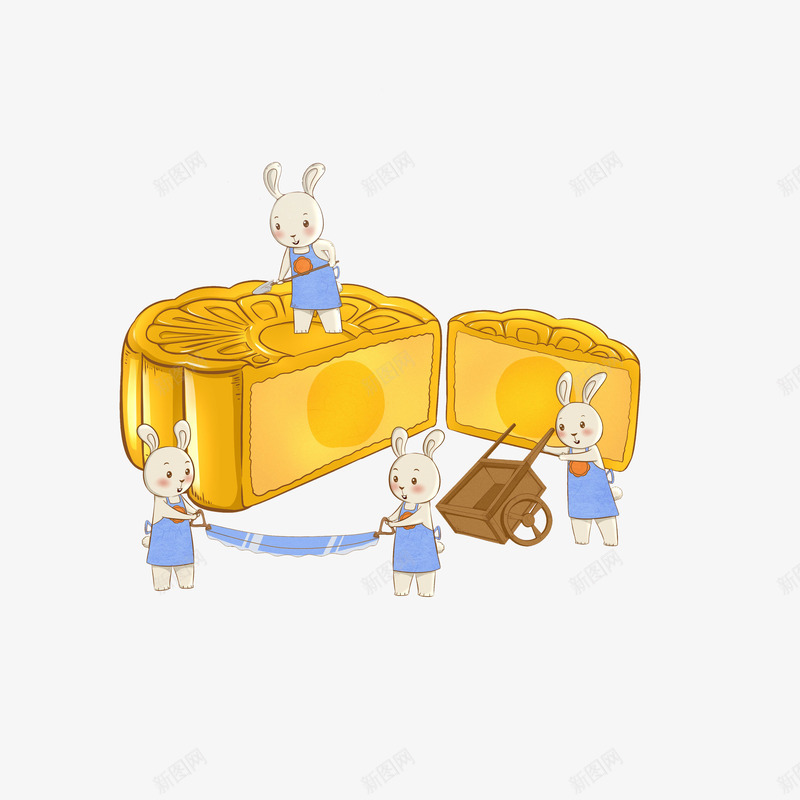 卡通做月饼的小兔子psd免抠素材_88icon https://88icon.com 中秋节 做月饼的兔子 卡通插画 蛋黄月饼