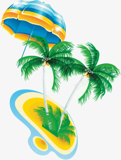 热带风情度假太阳伞椰树素材