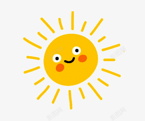 黄色卡通笑脸太阳png免抠素材_88icon https://88icon.com 卡通 太阳 笑脸 黄色