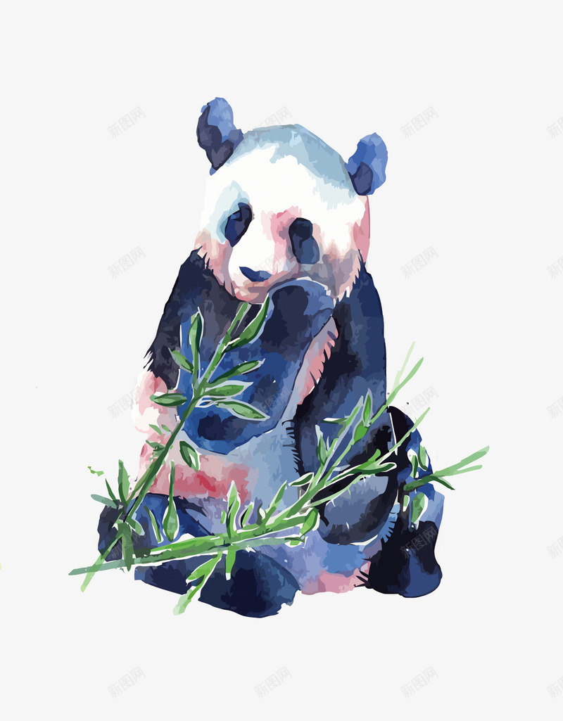 水彩熊猫png免抠素材_88icon https://88icon.com PNG PNG免费下载 PNG图片 中国 四川 国宝 熊猫 竹子